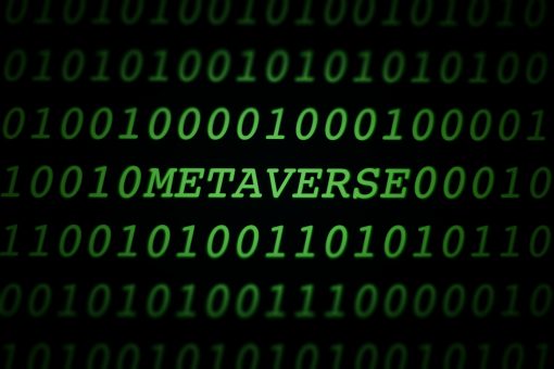 Green binary code and Metaverse text