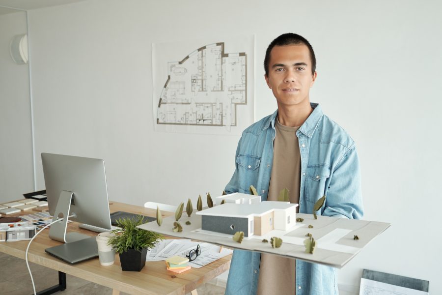 An architect in front of his table